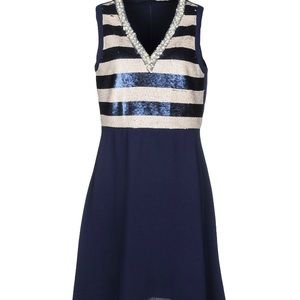 Penny Black navy blue dress with sequins and pearls size 4 NWT